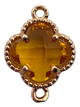 Yellow double ring four leaf clover crystal charm, SKU#M2142yellow