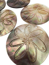 Round mother of pearl, carved flower, SKU#M4053