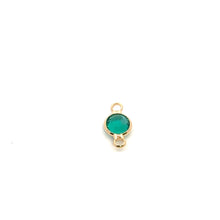 Emerald green double ring circle crystal charm, SKU#M2166emerald