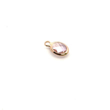 Pink oval shape crystal charm, SKU#M2163pink