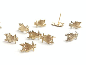 14kGF Owl Stud Earrings Sku#50-4