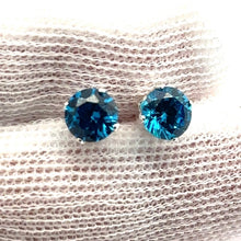 6mm Aqua Blue 3A CZ Snap-In Post Earring, Sterling Silver, Sku#5011260M9