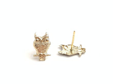 14kGF Owl Stud Earrings Sku#50-4