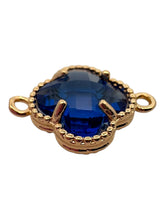 Dark blue double ring four leaf clover crystal charm, SKU#M2142Dblue