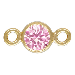 3mm 3A CZ Bezel Connector, 14k Gold Filled