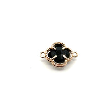 Lack four leaf clover double ring crystal charm, SKU#M2142Black