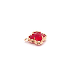 Ruby four leaf clover single ring charm, SKU#M2158ruby