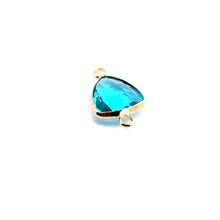 Blue triangle double ring crystal charm, SKU#M2157blue