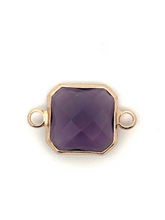 Deep Purple Square Charm, Gold Plated, Sku#M2145