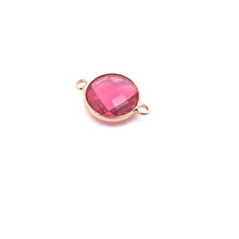Pink circle crystal charm double ring. SKU#M2148pink