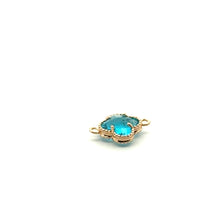Blue four leaf clover double ring crystal charm, SKU#M2142blue