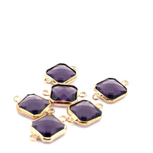 Purple Square charm, double ring crystal charm, SKU#M2145purple