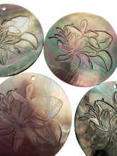 Round mother of pearl, carved flower, SKU#M4046