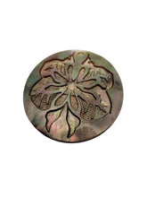 Round mother of pearl, flower carved, SKU#M3449