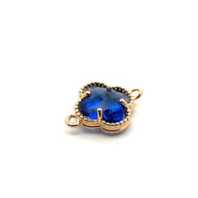 Royal blue four leaf clover double ring crystal charm, SKU#M2142Rblue