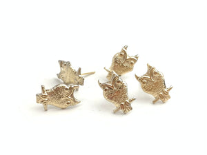 14kGF Owl Stud Earrings Sku#50-4