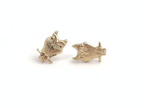 14kGF Owl Stud Earrings Sku#50-4