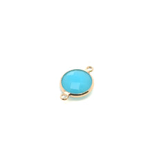 Light blue circle crystal charm double ring. SKU#M2148lightblue