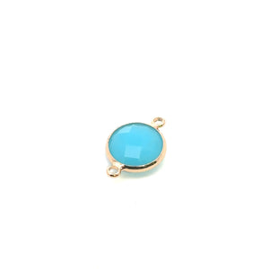 Light blue circle crystal charm double ring. SKU#M2148lightblue