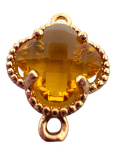 Yellow double ring four leaf clover crystal charm, SKU#M2142yellow