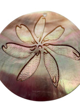 Round Mother of Pearl, carved flower, SKU#M4052