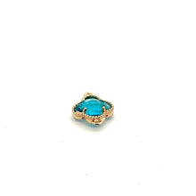 Blue four leaf clover double ring crystal charm, SKU#M2142blue