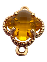 Yellow double ring four leaf clover crystal charm, SKU#M2142yellow