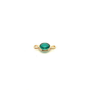 Emerald green double ring circle crystal charm, SKU#M2166emerald