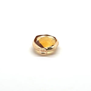 Champagne Yellow Oval Hexagon Charm, Gold Plated