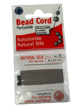 Beaded cord, Natural Silk, 0,65mm, Grey, SKU#011905