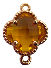Yellow double ring four leaf clover crystal charm, SKU#M2142yellow
