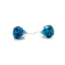 6mm Aqua Blue 3A CZ Snap-In Post Earring, Sterling Silver, Sku#5011260M9