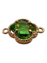 Green four leaf clover double ring crystal charm, SKU#M2142green