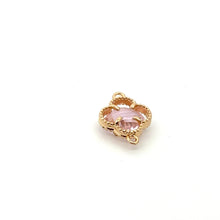 Pink four leaf clover double ring crystal charm, SKU#M2142pink