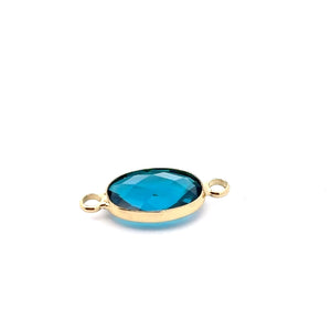 Light blue oval shape double ring crystal charm,SKU#M2143lightblue