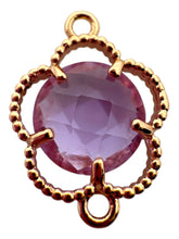 Purple four leaf clover double ring crystal charm, SKU#M2142purple