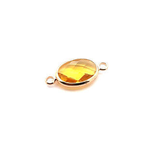Yellow oval shape double ring crystal charm,SKU#M2143Yellow