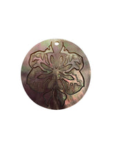 Round mother of pearl, flower carved, SKU#M3449