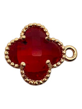 Ruby four leaf clover charm , SKU#M2158-8