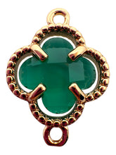 Emerald green double ring four leaf clover, SKU#M2142Egreen