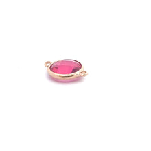 Pink circle crystal charm double ring. SKU#M2148pink