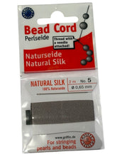 Beaded cord, Natural Silk, 0,65mm, Grey, SKU#011905