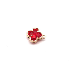 Ruby four leaf clover single ring charm, SKU#M2158ruby