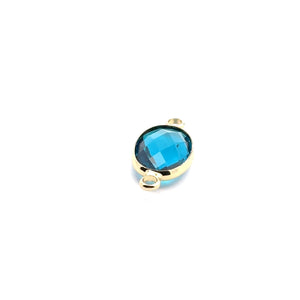 Light blue oval shape double ring crystal charm,SKU#M2143lightblue