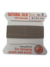 Beaded cord, Natural Silk, 0,65mm, Grey, SKU#011905