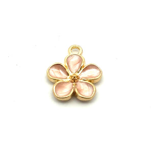 Pink Plumeria Charm, Gold Plated, Sku#3211