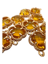 Yellow double ring four leaf clover crystal charm, SKU#M2142yellow