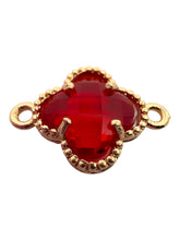 Ruby four leaf clover double ring crystal charm, SKU#M2142ruby