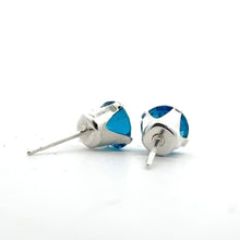 6mm Aqua Blue 3A CZ Snap-In Post Earring, Sterling Silver, Sku#5011260M9
