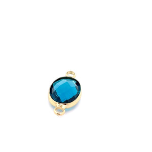 Light blue oval shape double ring crystal charm,SKU#M2143lightblue